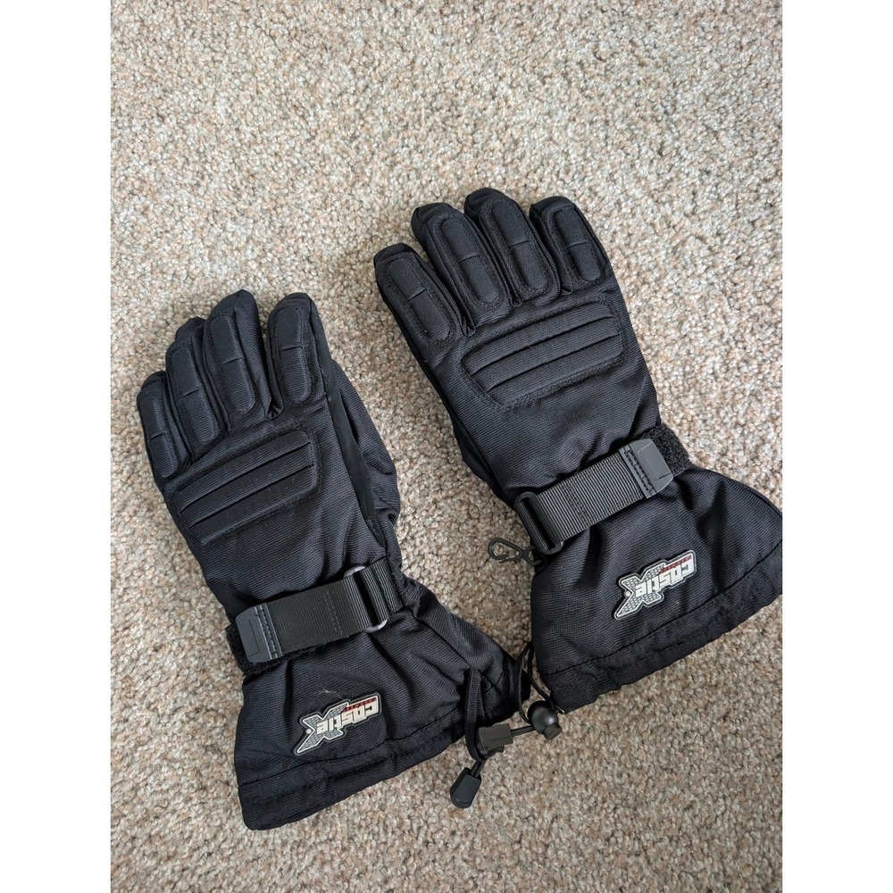 Castle X Racing Mens Black Snowmobile Gloves Padded Gauntlet Winter Large L